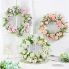 Couronnes De Fleurs Décoratives 40cm Artificielle Lilas Rose Guirlande Pour Dans Ou À L'extérieur Maison Tombe De Mariage Porte D'entrée Bureau Mur Jardin Festival