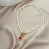 Damen Anhänger Halsketten Golded Silber Neue Hochzeitskleid Perle Halskette Kreative Einfache Frauen Halskette voller Diamant Pfirsich Herz Anhänger Schlüsselbeinkette