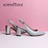 SOPHITINA Mature Style Chaussures En Cuir Véritable Femmes Talons Dressing Haute Qualité Printemps Automne Bout Pointu Slingback Pompes PK113 210513