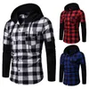 Covrlge Mode Plaid À Capuche Double Poches À Manches Longues Pour Hommes Casual Slim Fit Petit Haut Bûcheron Chemise À Carreaux Jack Vêtements MCL205 220222