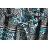 Vintage Totem Print High Waist Women A-Line Midi Dress Summer Fashion Deep V Wrist Sleeve Female Casual Wrap 210604
