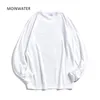 MOINWATER Vrouwen O-hals T-shirts met lange mouwen Lady White Cotton Tops Female Soft Casual Tee's Black T-shirt MLT1901 220307