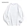 MOINWATER Kvinnor O-ringad Långärmad T-shirt Dam Vita bomullstoppar Dam Mjuk Casual T-shirt Svart T-shirt MLT1901 220307