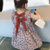 Zomer Mouwloze Jurk voor Meisjes Mode Bloemen Print Princess Kid Kleding Leuke Backless Bowknot kinderen 210515