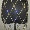 Andra stenfans Rhinestone mini kjol Crystal Womens Night Club Summer Silver Print Body Jewelry Chain Sexig Party för Clubwear7527568