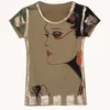 Vetement Femme T Shirt Korean Summer Short Sleeve Character Print T-Shirt Womens O-Neck Tops Plus Size Women Clothes 210604