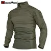 Magcomsen Army Tactical Tシャツ男性スワット服兵士軍事戦闘T-長袖トレーニング警備員トップ220214