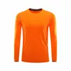 Orange à manches longues chemise de course hommes Fitness vêtements de Sport ajustement séchage rapide Compression entraînement Sport haut