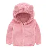 Ubrania dla niemowląt Jesień i zima Gruba Ciepła kurtka Chłopcy Dziewczyny Czysta Kolor Wełny Sweter Z Kapturem Dziecko 211027
