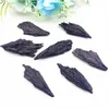 Oggetti decorativi Figurine Goccia 1/2PCS Cianite nera naturale Cristallo di quarzo Coda di pavone Decorazione Artigianato Pietre e cristalli