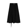 Yaz Harajuku Lace Up Seksi Kadın Etekler Düzensiz Siyah Yüksek Bel Uzun Punk Gotik Chic Streetwear Saias Femininas 210702