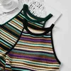 Zomer Gebreide Gestreepte Tank Tops Vrouwen Casual Mouwloze Halter Top Vrouwelijke Kantoor Dame 210520