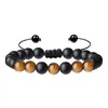 Beaded Strands HIYONG Bracelets en pierre naturelle fait à la main perles d'oeil de tigre Bracelet tressé corde Agate noire réglable femmes hommes Bracelets Fawn22