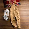 Men's Loose Cargo Bib Overalls Pants Multi-Pocket Overall Men Casual Coveralls Suspenders Jumpsuits Rompers Wear Coverall 210715