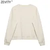 Zevity Mulheres Lazer Modery Beauty Pirnt Casual Fleece Moletons Feminino Básico Manga Longa Hoodies Chic Pullovers Tops H605 220215