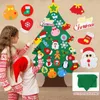 Kids DIY feltro de natal árvore feliz Natal decorações para casa ornamentos de Natal Navidad 2022 anos presentes Xmas Árvore 211012