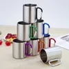 Stainless Steel Outdoor Coffee Mug Double Wall Cup Carabiner Hook Handle Cups DH0356