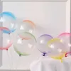10pcs 18 Inch Double Color Crystal Bubble Balloons Round Bobo Transparent Balloon Wedding Birthday Party Helium Inflatable Decor Y0929