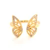 Moda tendência anéis sólido fino 10kt cz ouro cheia jóias ajustável tamanho aberto de alta qualidade incrustado anel de borboleta luxo brilhante