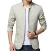 Hommes Jacket Mode Collier debout Collier Slim Fit Business Casual Homme Vêtements Plus Taille M-5XL Solid 210811