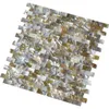 Art3d Wall Stickers Natural Mother of Pearl Oyster Mini Brick Shell Mosaic Tile for Bathroom/Kitchen Backsplashes 6 Sq Ft(30*30cm)