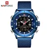 Naviforce Mens Assista Top Luxury Marca Homens Esportes Analógico Quartzo LED Luz Digital Digital Dual Relógio Masculino Full Steel Militar WristWatch 210329