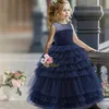 2021 Vintage Costume Enfants Robes Pour Filles Enfants Fleur Princesse Pétale Robe Fille Robe De Mariage De Demoiselle D'honneur 10 12 Année Q0716