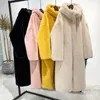 Vinter Kvinnor Högkvalitativ Faux Kanin Fur Coat Luxury Long Fur Coat Loose Lapel Overcoat Tjock Varm Plus Storlek Kvinna Plush Coats 211007