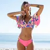 Conjunto de Bikini brasileño Sexy para mujer, traje de baño con volantes, estampado Floral, Push Up, traje de baño, Biquini 210702