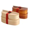 Senior doppio strato giapponese bento box pranzo scomparto per studenti sushi in legno 210925