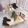 Femmes Oreiller Chaussures plates Designers Plate-forme Bottines de haute qualité Impression d'hiver Falts Eiderdown Botte de neige à lacets avec boîte 330