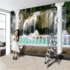 Romantico 3D Paesaggio Wallpaper Carta da parati Bianco Colonna Romana Bella Cascata Scenori Scenario Interni Decorazione domestica Pittura Murale Sfondi