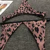 Damska Stroje Kąpielowe Leopard Swimsuit Bralette Push Up High Leg Cut Bikini 2021 Lato Trójkąt Kobiet Biquini Brazylijski Biquine Beachwear