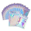 500pcs Dropshipping Resealable Mylar Bags Holographic Color Multiple Sizes Smell Proof Bag Clear Zip Lock Food Candy Storage Packing Bags;DHL