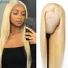 Allove 28 32 Inch Peruvian Straight Human Hair Lace Front Wigs 613 Blonde Color Brazilian Kinky Curly Body Deep Loose for Women2030010