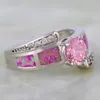 Klaster pierścienie 2022 Piękny Moda Opal Oval Charm Pink Crystal 925 Sterling Silver Pierścień Dla Kobiet Prezent R529