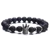 Black White Stone Crown Bracelets For Women Men Volcanic Couple Beads Cheap Bracelet Jewelry Custom