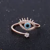 Glückliche türkische blaue böse Augenringe mit SDE-Steinen offener verstellbarer Finger-Ehering für Frauen 2022 trendiger Schmuck Großhandel