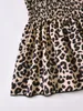 Toddler Girls Leopard Drukuj Shirred Ruffle Trim Cami Dress ona