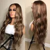 26Inch Highlight Blonde 360 ​​Frontal Remy 180densitet för kvinnor spetsar peruker naturliga hårfäste lös våg främre mänskliga hår2943111