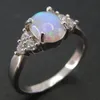 ing Australia biały ogień w 925 Sterling Silver Opal Engagement Wedding biżuteria na prezent
