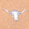 27st Antik Silver Bronze Plated Longhorn Bull Steer Head Charms Pendant DIY Halsband Armband Bangle Fynd 60 * 31mm