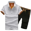 Sommar Herrtröjor Casual TrackSuit Fashion Short Sleeve Skjorta Man Brand Business Mens Kläder 2 stycken Sweatsuit Män Shorts 210722