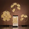 Nordic Home Decoration Golden Ornaments Living Room Inredning Smidesjärn Leaf Desktop Skulptur Bröllop 210924