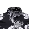 Biały Kwiatowy Drukuj Hawajski Koszula Mężczyźni Plaża Wakacje Aloha Mens Casual Koszula Slim Fit Krótki Rękaw Tropikalna Koszula Koszulka 210522