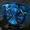 Lige Hommes Montres Top Marque De Luxe Étanche Ultra Mince Horloge Bleu Mesh Ceinture Mode Casual Quartz Montre Hommes Sport Montre-Bracelet Q0524
