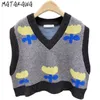 Matakawa Koreańska Moda V-Neck Kolor Dopasowanie Kobiet Kamizelka Kwiaty Casual Kamizelka sweter Damski Drukuj Drukuj Waistcoat 210513