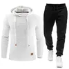 TRACKSUIT MEN Märke Manlig Solid Hooded Sweatshirt + Byxor Set Mens Hoodie Sweat Suit Casual Sportswear S-5XL 210927