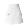 Primavera verão mulheres cintura alta assimétrica mini saias casuais cor sólida feminina a linha única saia curta 210430
