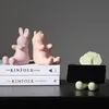 Mignon Animal support pour téléphone tirelire en céramique cochon lapin Lion Sculpture Figurines Mobile téléphone portable support pour voiture bureau enfants cadeau